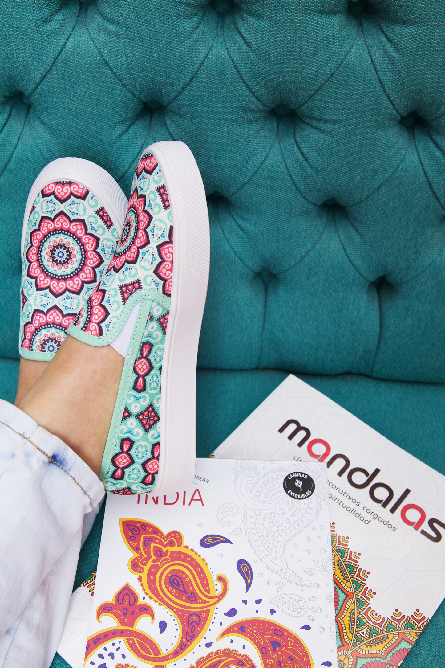 Tenis Slip On para mujer Indian Mint estampado