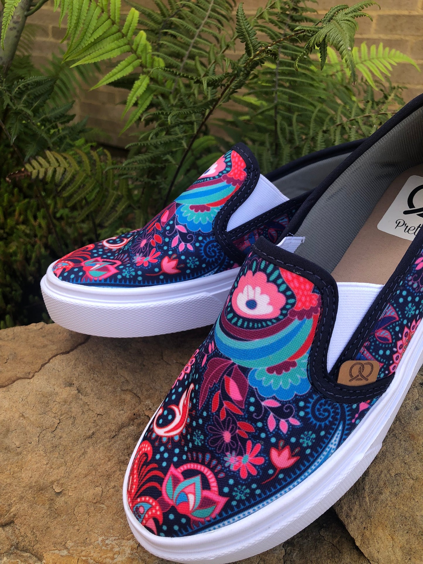 Tenis Slip On para mujer Flower mandalas florales estampado